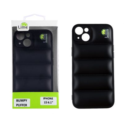 LIME ΘΗΚΗ IPHONE 15 6.1" BUMPY PUFFER TPU FULL CAMERA PROTECTION BLACK