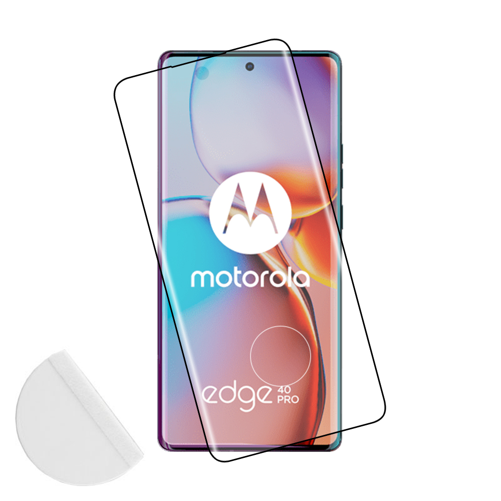 IDOL 1991 TEMPERED GLASS MOTOROLA EDGE 40 PRO 5G 6.67" 9H 0.30mm 3D SEMI CURVED FINGER UNLOCK BLACK FULL COVER