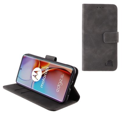 LIME ΘΗΚΗ MOTOROLA MOTO EDGE 40 PRO 5G 6,67" ESSENTIAL MAGNET BOOK STAND CLIP GREY