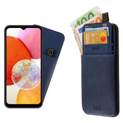 IDOL 1991 ΘΗΚΗ SAMSUNG A14 4G A145/A14 5G A146 6.6" ANTI-RFID LEATHER SMART WALLET CAMERA GUARD BLUE