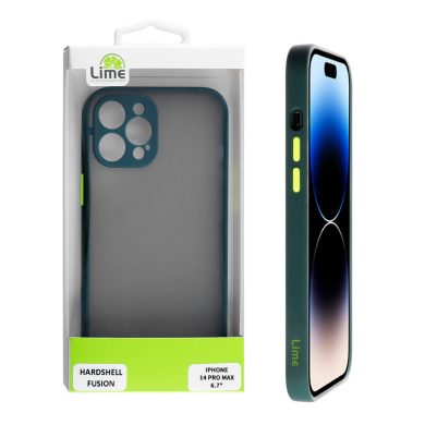 LIME ΘΗΚΗ IPHONE 14 PRO MAX 6.7" HARDSHELL FUSION FULL CAMERA PROTECTION GREEN WITH YELLOW KEYS