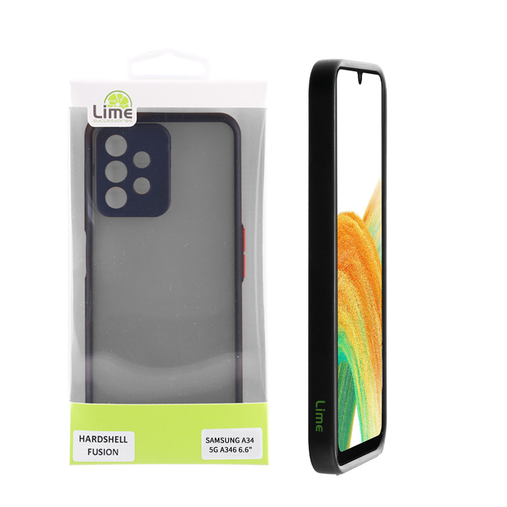 LIME ΘΗΚΗ SAMSUNG A34 5G A346 6.6" HARDSHELL FUSION FULL CAMERA PROTECTION BLACK WITH RED KEYS