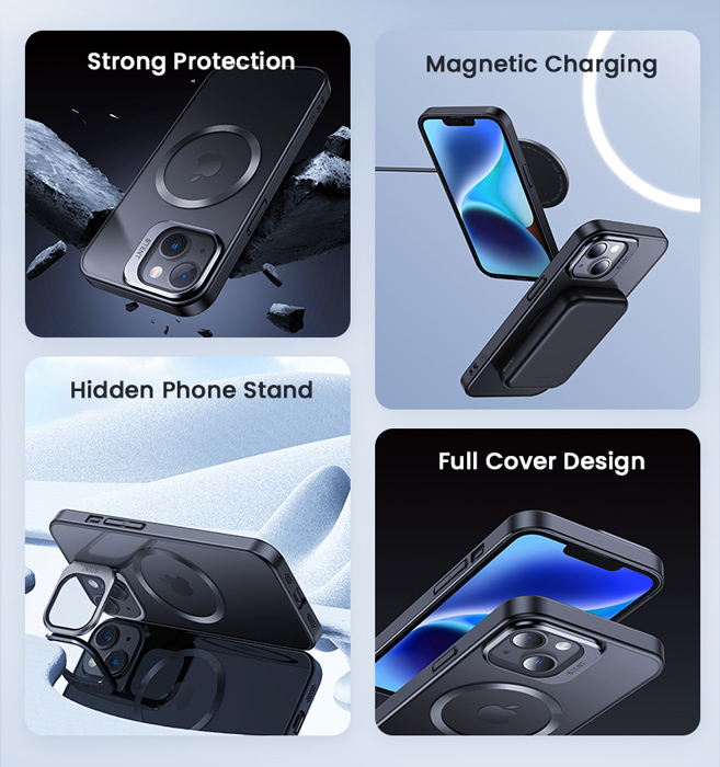 USAMS θήκη Geying US-BH856 για iPhone 15 Plus, διάφανη/μαύρη - Image 2