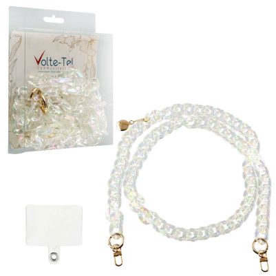 VOLTE-TEL NECK STRAP - ΑΛΥΣΙΔΑ ΛΑΙΜΟΥ ΓΙΑ ΘΗΚΕΣ RAINBOW TRANSPARENT VT429 120cm