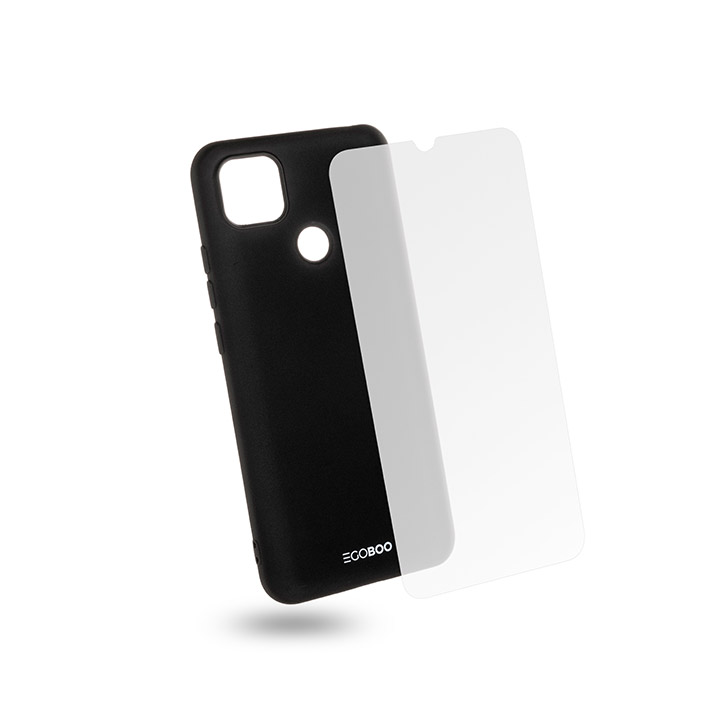 EGOBOO backcover for Xiaomi Redmi 9C, Black + Tempered Glass