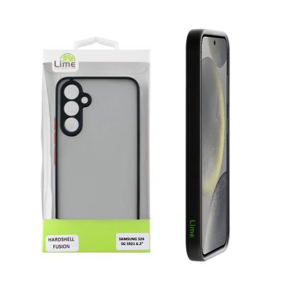 LIME ΘΗΚΗ SAMSUNG S24 5G S921 6.2" HARDSHELL FUSION FULL CAMERA PROTECTION BLACK WITH RED KEYS