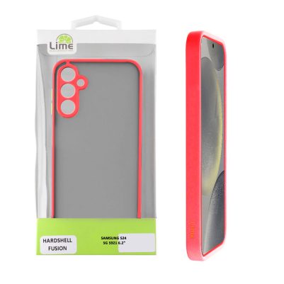 LIME ΘΗΚΗ SAMSUNG S24 5G S921 6.2" HARDSHELL FUSION FULL CAMERA PROTECTION RED WITH BLACK KEYS