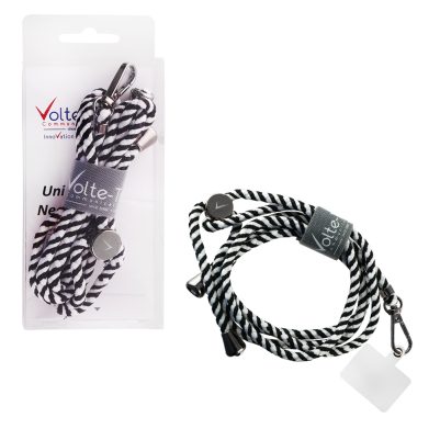 VOLTE-TEL NECK STRAP - ΛΟΥΡΑΚΙ ΛΑΙΜΟΥ ΓΙΑ ΘΗΚΕΣ ΑΣΠΡΟ-ΜΑΥΡΟ VT34