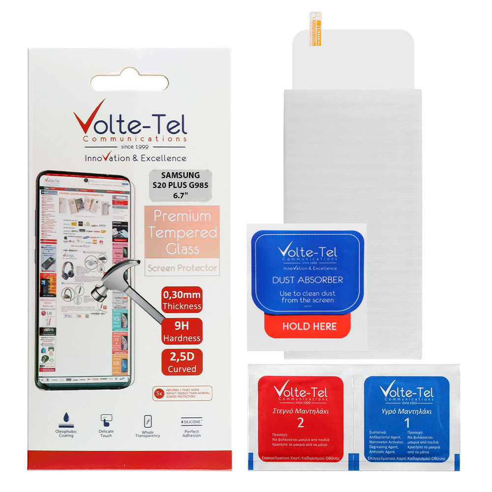 VOLTE-TEL TEMPERED GLASS SAMSUNG S20 PLUS G985 6.7" 9H 0.30mm 2.5D FULL GLUE