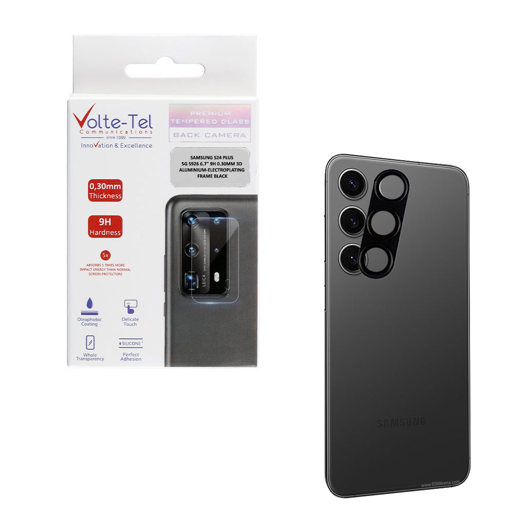VOLTE-TEL CAMERA GLASS COVER SAMSUNG S24 5G 6.2" 9H 0.30MM 3D ALUMINIUM-ELECTROPLATING FRAME BLACK