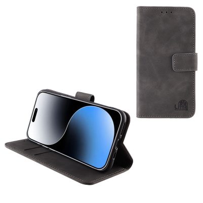 LIME ΘΗΚΗ IPHONE 15 PRO MAX 6.7" ESSENTIAL MAGNET BOOK STAND CLIP GREY