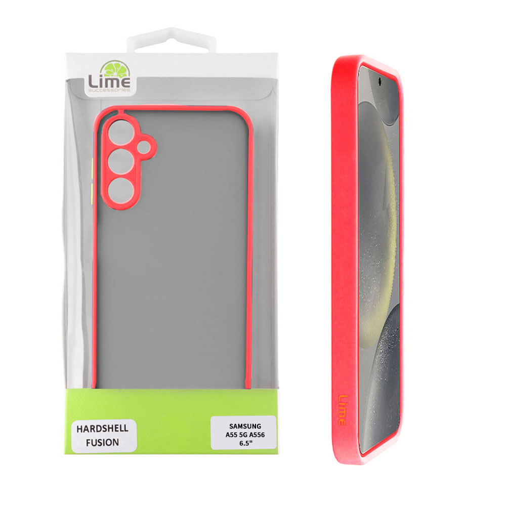 LIME ΘΗΚΗ SAMSUNG A55 5G A556 6.5" HARDSHELL FUSION FULL CAMERA PROTECTION RED WITH BLACK KEYS