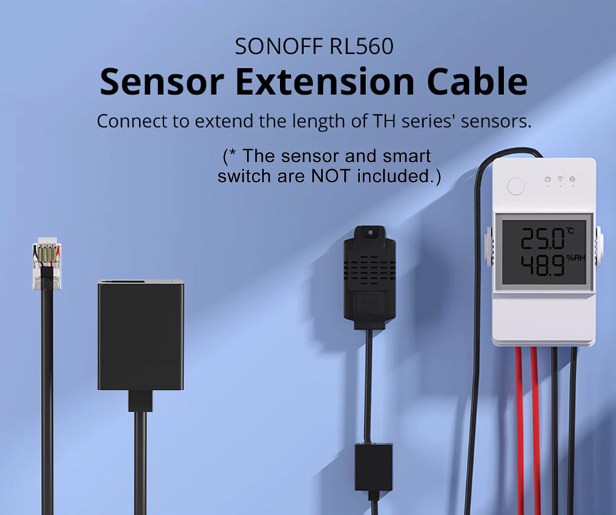 SONOFF καλώδιο προέκτασης RL560 για αισθητήρες, RJ11, 5m, μαύρο - Image 2