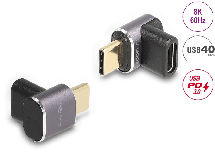 DELOCK αντάπτορας USB-C 60059, αρσενικό σε θηλυκό, 100W, 40Gbps, γκρι - Image 3