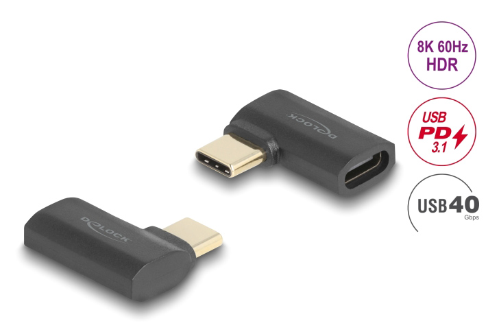 DELOCK αντάπτορας USB-C 60245, αρσενικό σε θηλυκό, 240W, 40Gbps, μαύρος - Image 2