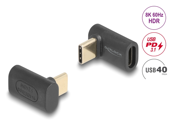 DELOCK αντάπτορας USB-C 60246, αρσενικό σε θηλυκό, 240W, 40Gbps, μαύρος - Image 2