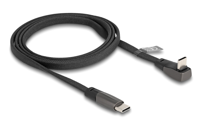 DELOCK καλώδιο USB-C 80751, 60W, flat, γωνιακό, 480 Mbps, 1m, μαύρο - Image 2