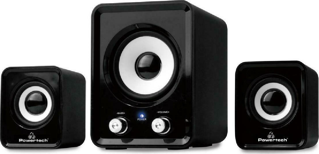 POWERTECH ηχεία Essential sound PT-843, 2.1, 5W + 2x 3W, 3.5mm, μαύρα