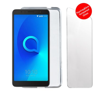 VOLTE-TEL COMBO ALCATEL 3C 6.0" TEMPERED 0.30 + ΘΗΚΗ SLIMCOLOR AIR WHITE