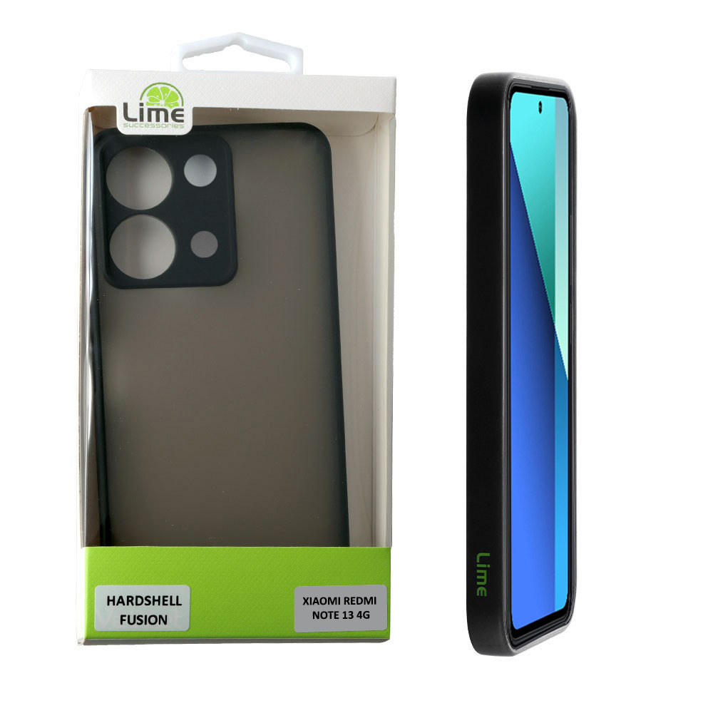 LIME ΘΗΚΗ XIAOMI REDMI NOTE 13 4G 6.67" HARDSHELL FUSION FULL CAMERA PROTECTION BLACK WITH RED KEYS
