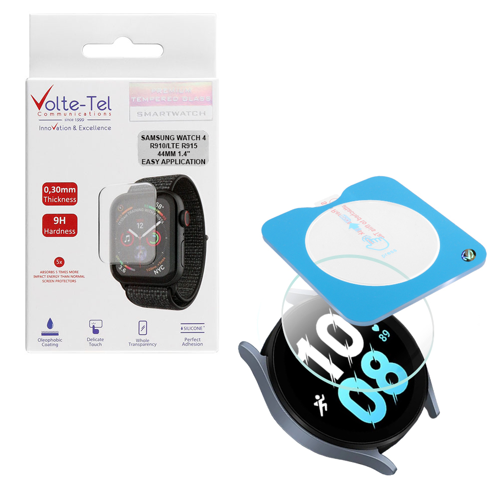 VOLTE-TEL TEMPERED GLASS SAMSUNG WATCH 5 44MM 1.4" 9H 0.30mm 2.5D EASY APPLICATION FULL GLUE FULL COVER TRANSPARENT