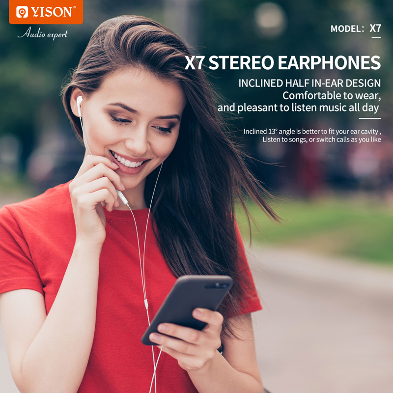 YISON earphones με μικρόφωνο X7, Lightning σύνδεση, Φ14mm, 1.2m, λευκά - Image 3