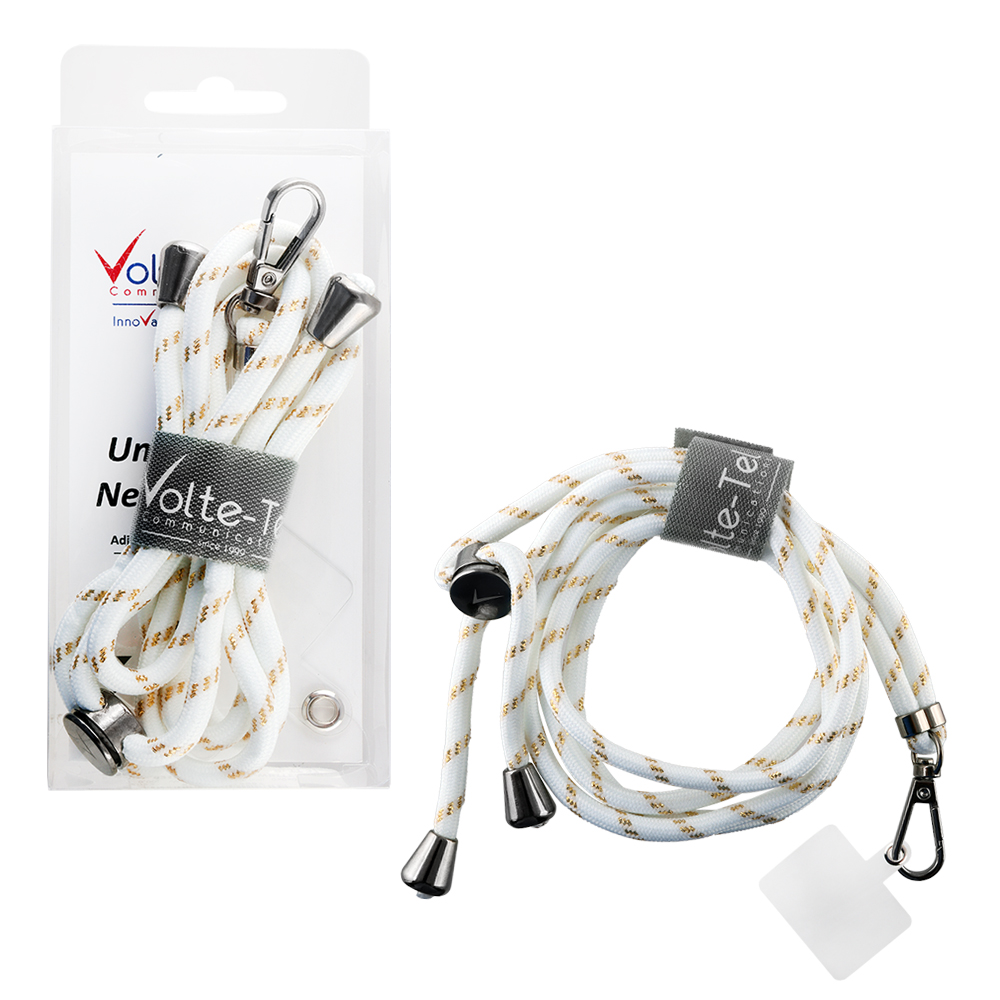 VOLTE-TEL NECK STRAP - ΛΟΥΡΑΚΙ ΛΑΙΜΟΥ ΓΙΑ ΘΗΚΕΣ ΑΣΠΡΟ-ΧΡΥΣΟ VT35