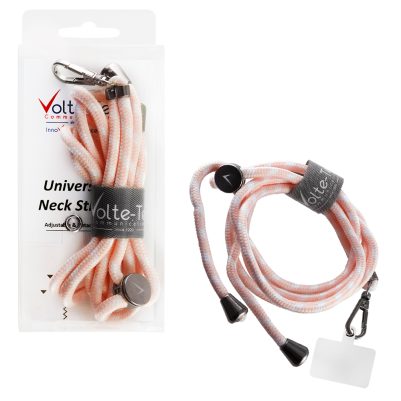 VOLTE-TEL NECK STRAP - ΛΟΥΡΑΚΙ ΛΑΙΜΟΥ ΓΙΑ ΘΗΚΕΣ ΡΟΖ ΜΕ ΑΣΠΡΟ VT25