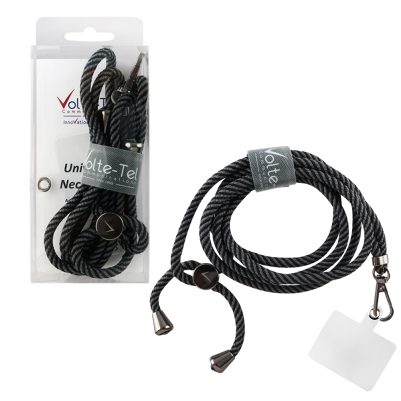 VOLTE-TEL NECK STRAP - ΛΟΥΡΑΚΙ ΛΑΙΜΟΥ ΓΙΑ ΘΗΚΕΣ ΜΑΥΡΟ - ΓΚΡΙ ΡΙΓΕΣ VT18
