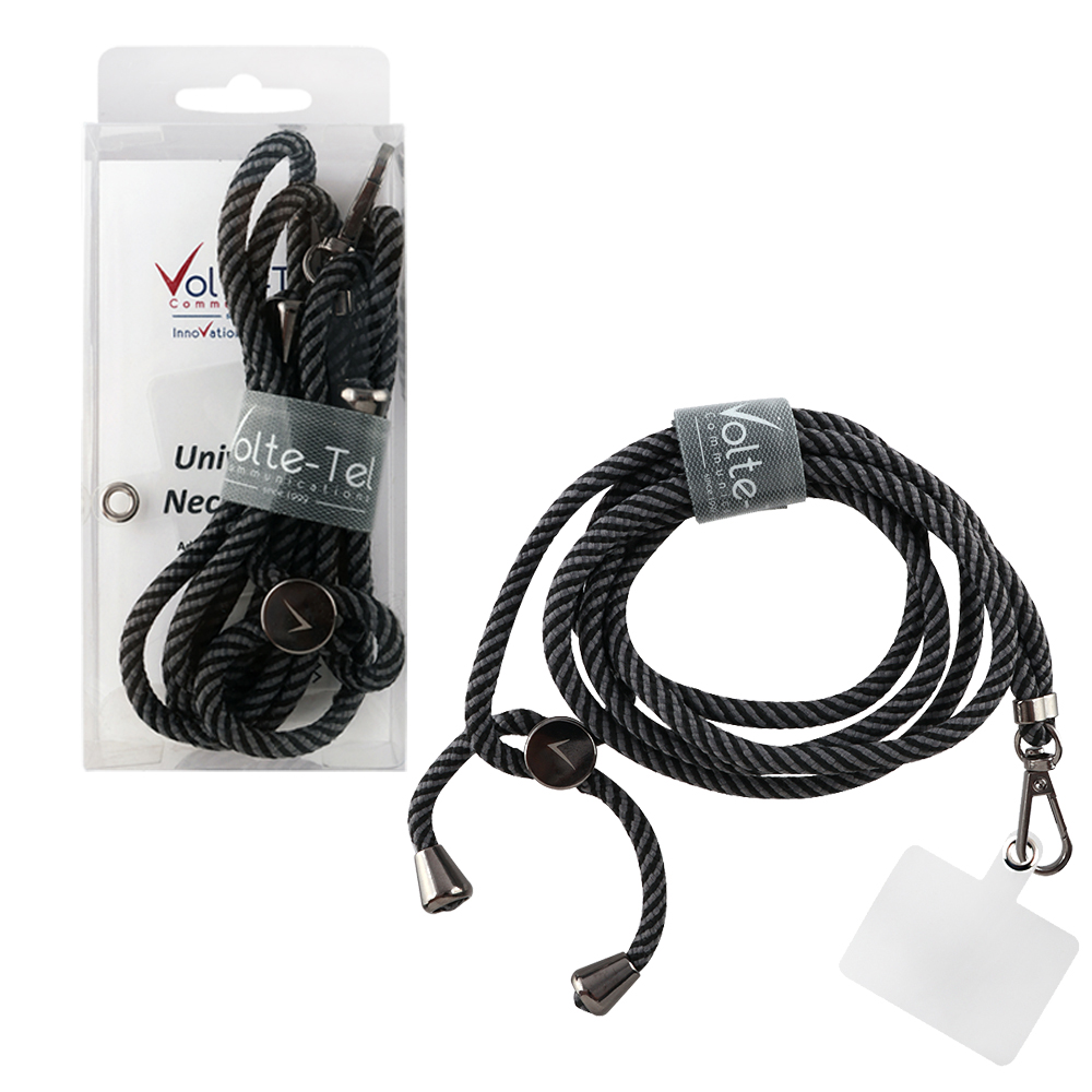 VOLTE-TEL NECK STRAP - ΛΟΥΡΑΚΙ ΛΑΙΜΟΥ ΓΙΑ ΘΗΚΕΣ ΜΑΥΡΟ - ΓΚΡΙ ΡΙΓΕΣ VT18
