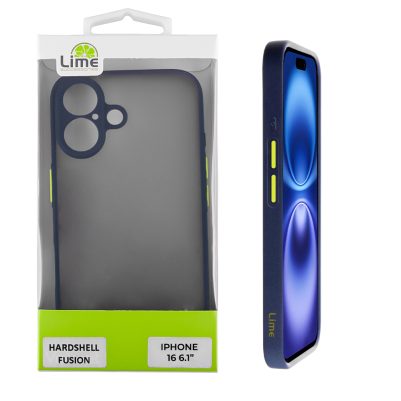 LIME ΘΗΚΗ IPHONE 16 6.1" HARDSHELL FUSION FULL CAMERA PROTECTION BLUE WITH YELLOW KEYS