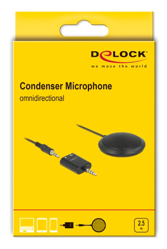 DELOCK μικρόφωνο με αντάπτορα Υ 65873, πυκνωτικό, omnidirectional, μαύρο - Image 3
