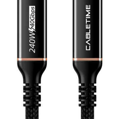 CABLETIME καλώδιο USB-C σε USB-C CT-USB4, 240W, 40Gbps, 8K/60Hz, USB4, 1m, μαύρο