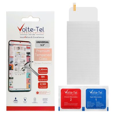 VOLTE-TEL TEMPERED GLASS UNIVERSAL 5.5" 9H 0.30mm 2.5D FULL GLUE