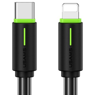 USAMS καλώδιο Lightning σε USB-C US-SJ735, 30W, 480Mbps, 1m, μαύρο