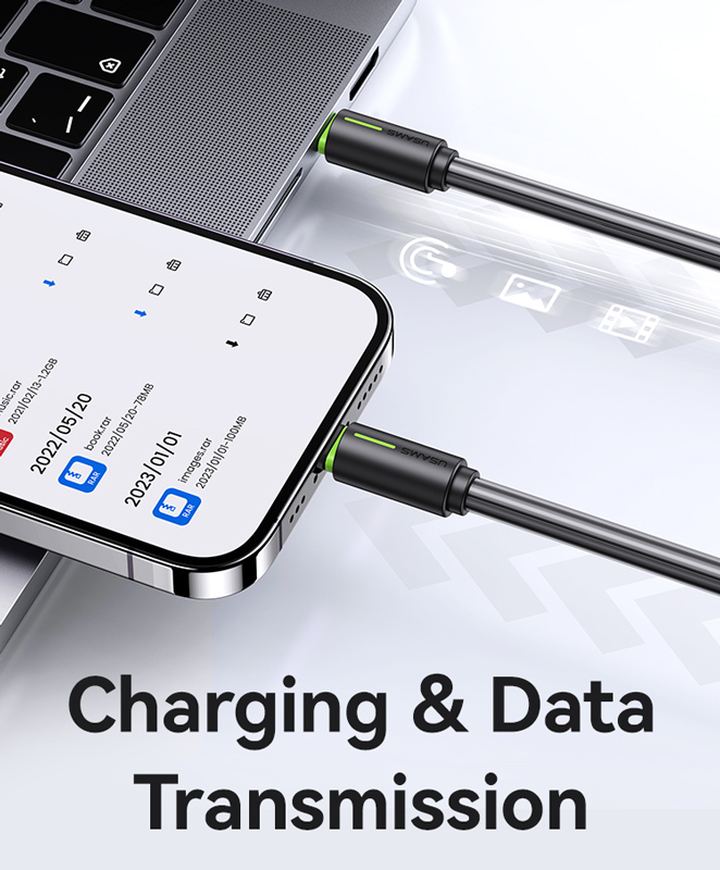USAMS καλώδιο Lightning σε USB-C US-SJ735, 30W, 480Mbps, 1m, λευκό - Image 3