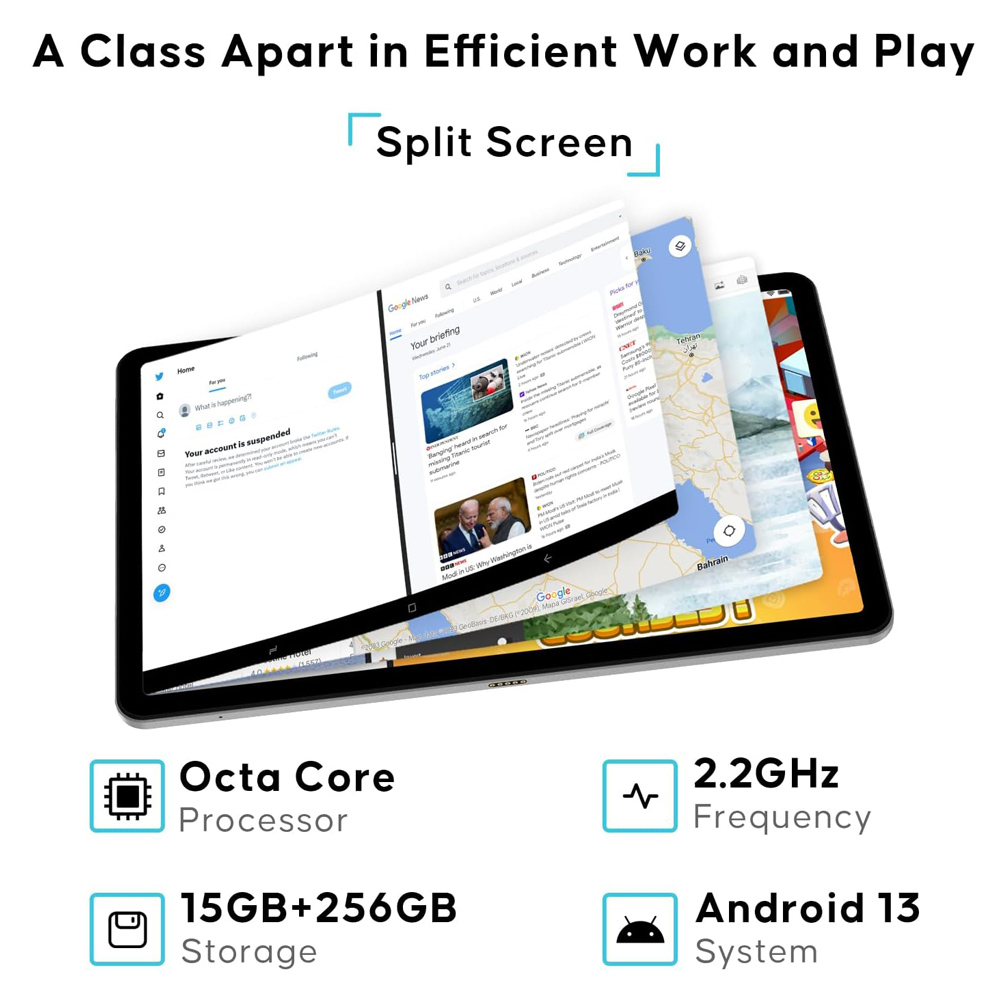 DOOGEE tablet T30 PRO, 11", 8/256GB, 4G, Android 13, 8580mAh, γκρι - Image 3