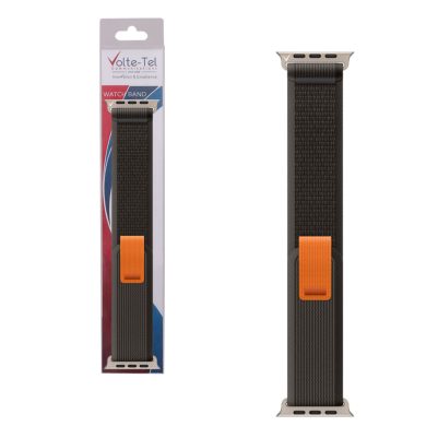 VOLTE-TEL ΛΟΥΡΑΚΙ ΡΟΛΟΓΙΟΥ APPLE WATCH 42/44/45/49mm TRAIL LOOP BLACK-ORANGE VT102
