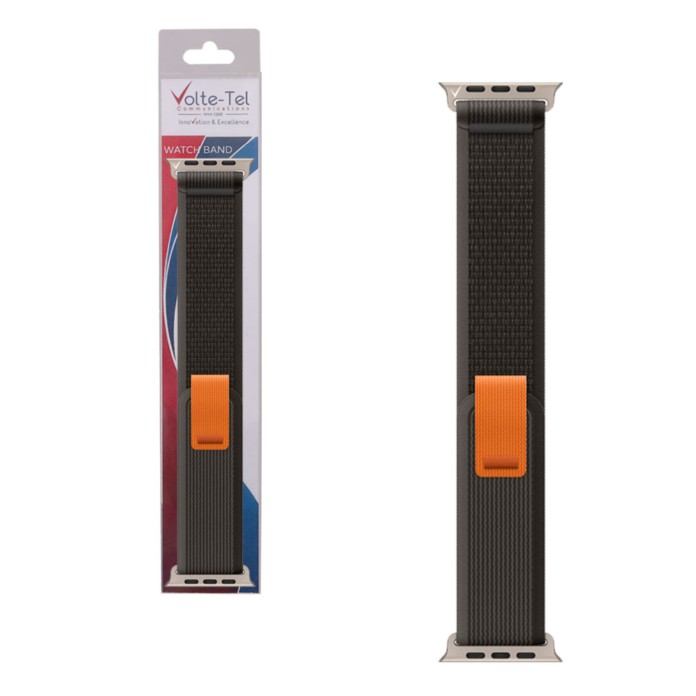 VOLTE-TEL ΛΟΥΡΑΚΙ ΡΟΛΟΓΙΟΥ APPLE WATCH 42/44/45/49mm TRAIL LOOP BLACK-ORANGE VT102