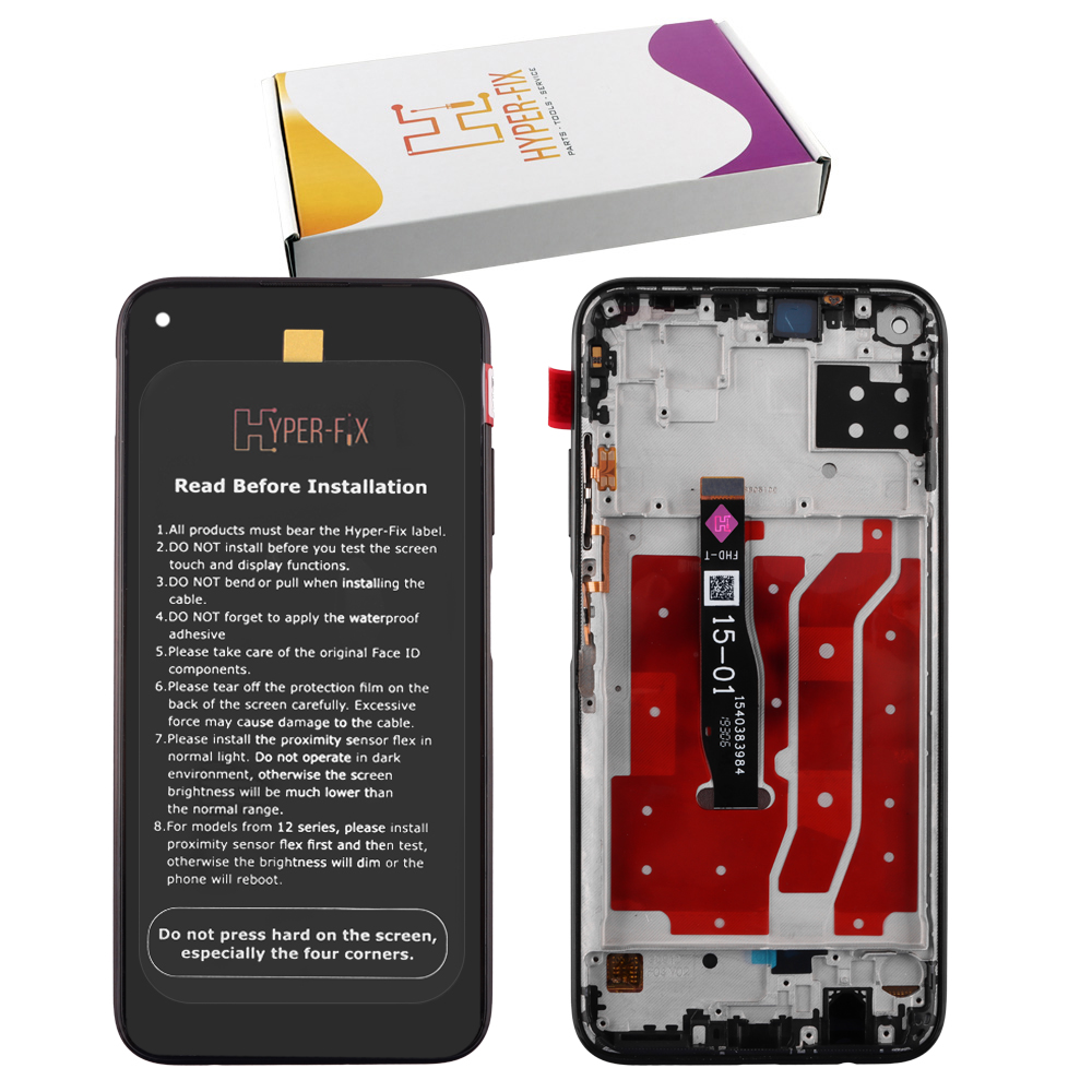 HUAWEI P 40 LITE ΟΘΟΝΗ + TOUCH SCREEN + LENS + FRAME HF-02353KFU BLACK HYPER-FIX SERVICE PACK