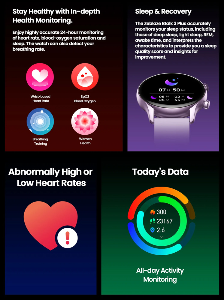 ZEBLAZE smartwatch Btalk 3 Plus, heart rate, 1.39" IPS, μαύρο - Image 2