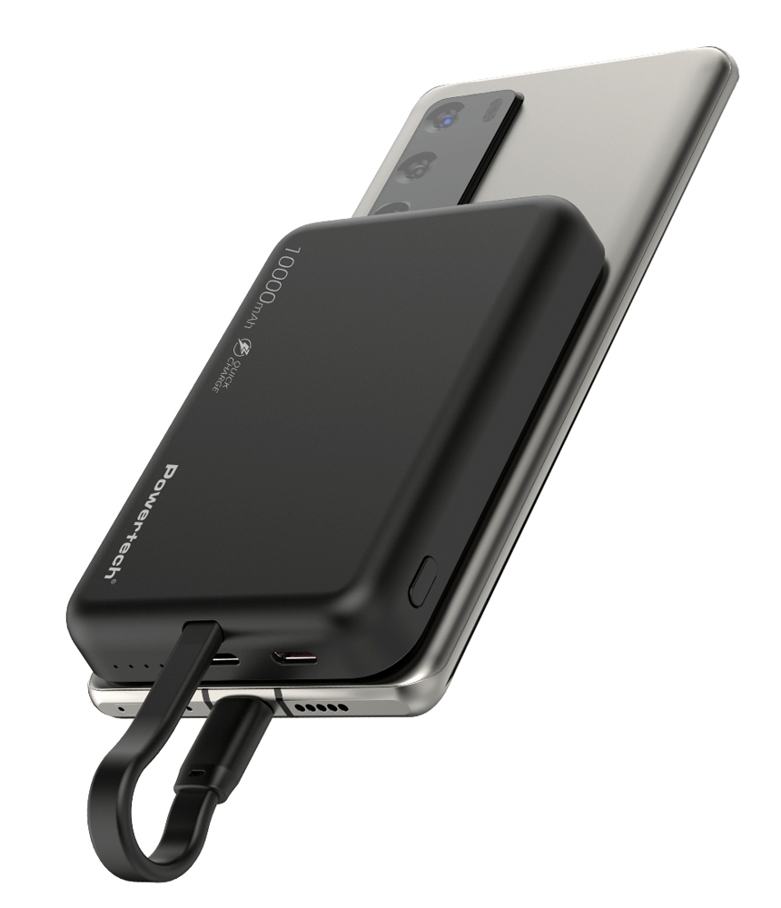 POWERTECH power bank PT-1376 με καλώδιο, 10000mah, magnetic wireless, 20W, μαύρο - Image 2