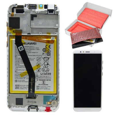 HUAWEI Y6 2018/Y6 PRIME 2018/HONOR 7A ΟΘΟΝΗ + TOUCH SCREEN + LENS + FRAME + BATTERY 02351WLK WHITE ORIGINAL SERVICE PACK
