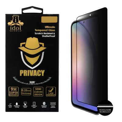 IDOL 1991 TEMPERED GLASS SAMSUNG A55 5G A556 6.6" 9H 0.25mm PRIVACY ANTISPY SEMI CURVED FULL GLUE BLACK