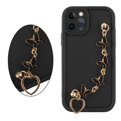 VOLTE-TEL ΘΗΚΗ IPHONE 11 PRO 5.8" SILICON TPU WITH STRAP FULL CAMERA PROTECTION BLACK WITH BLACK BUTTERFLIES