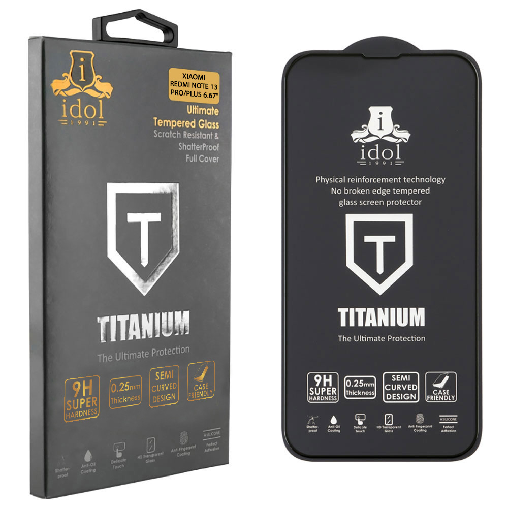 IDOL 1991 TEMPERED GLASS XIAOMI REDMI NOTE 13 PRO 5G/REDMI NOTE 13 PRO PLUS 6.67" 9H 0.25mm TITANIUM SEMI CURVED FULL GLUE BLACK