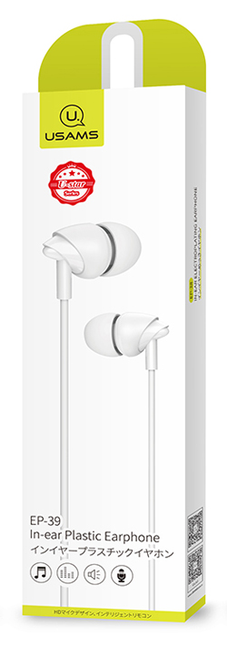 USAMS earphones με μικρόφωνο EP-39, 3.5mm σύνδεση, Φ10mm, 1.2m, λευκά - Image 3