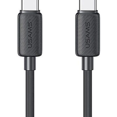 USAMS καλώδιο USB-C σε USB-C US-SJ691, 60W, 480Mbps, 1m, μαύρο