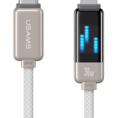 USAMS καλώδιο Lightning σε USB-C SJ743, 30W, 480Mbps, 1.2m, λευκό
