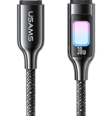 USAMS καλώδιο Lightning σε USB-C SJ749, 30W, 480Mbps, 1.2m, μαύρο